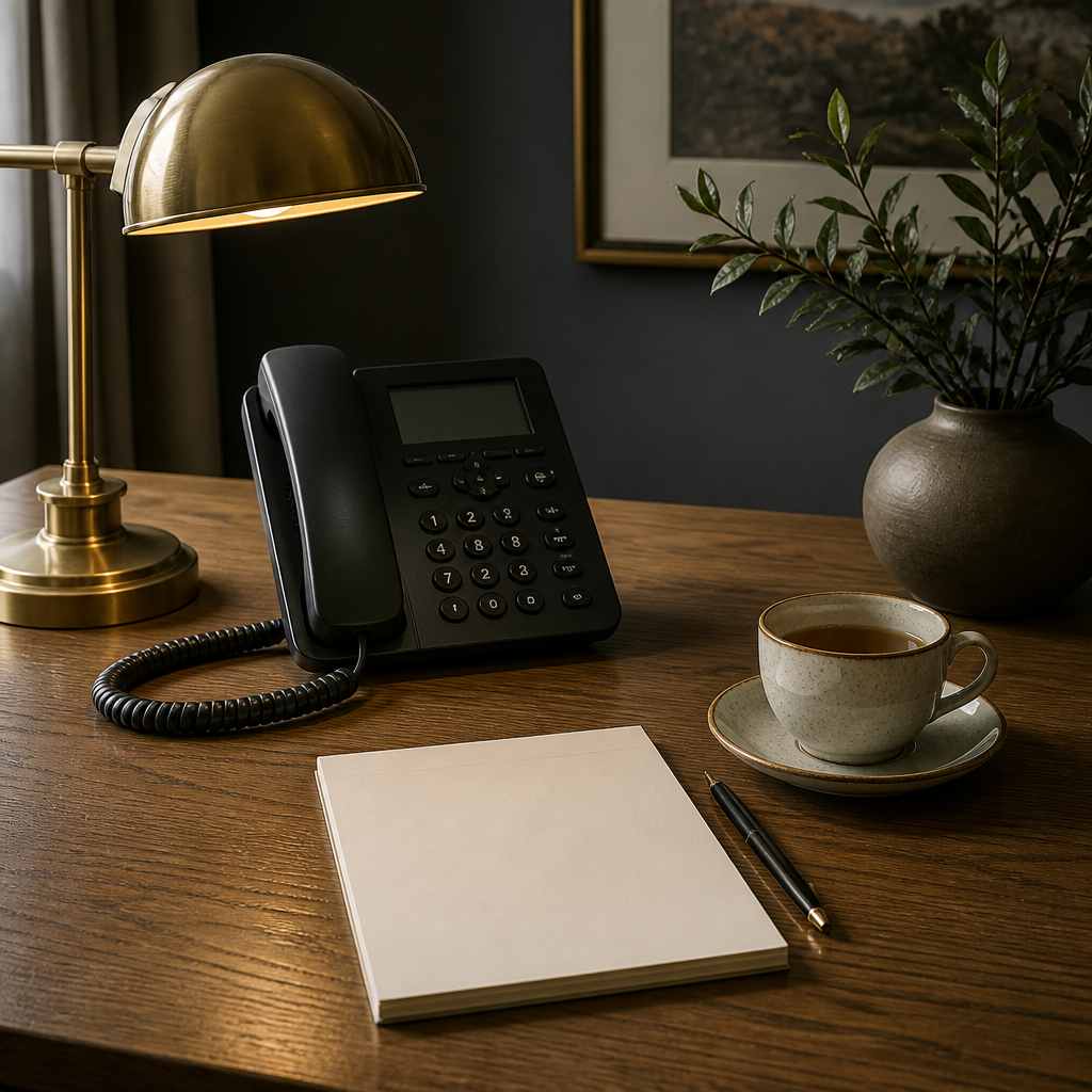 Desk ready for a phone call