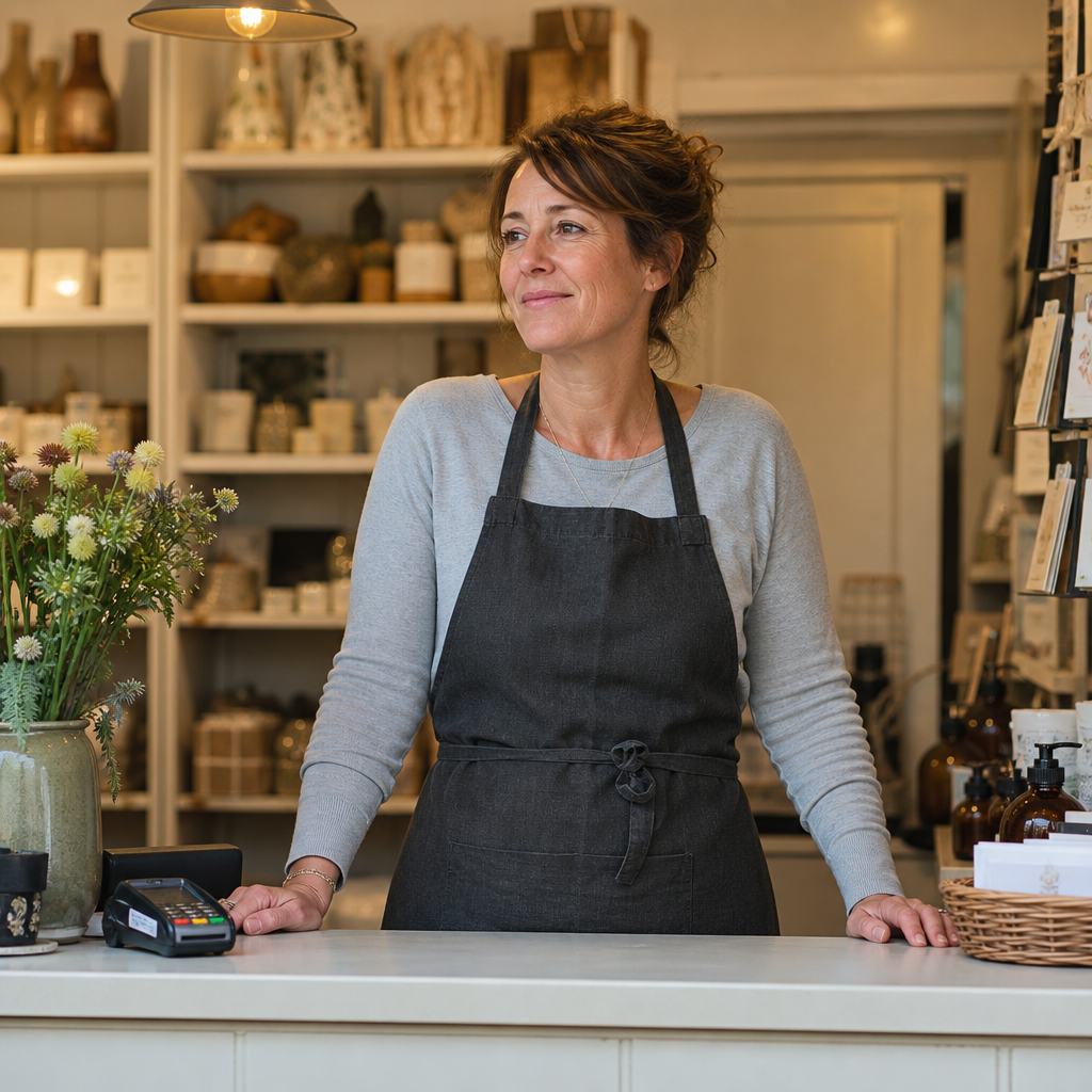 Small business owner in a high-street shop